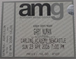 Gary Numan Newcastle Ticket 2006